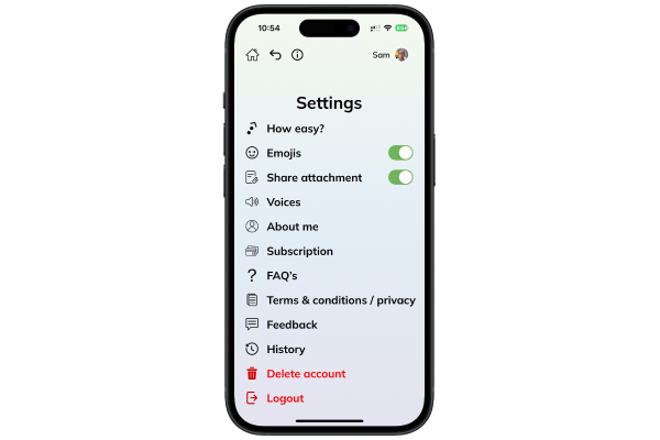 Settings Page