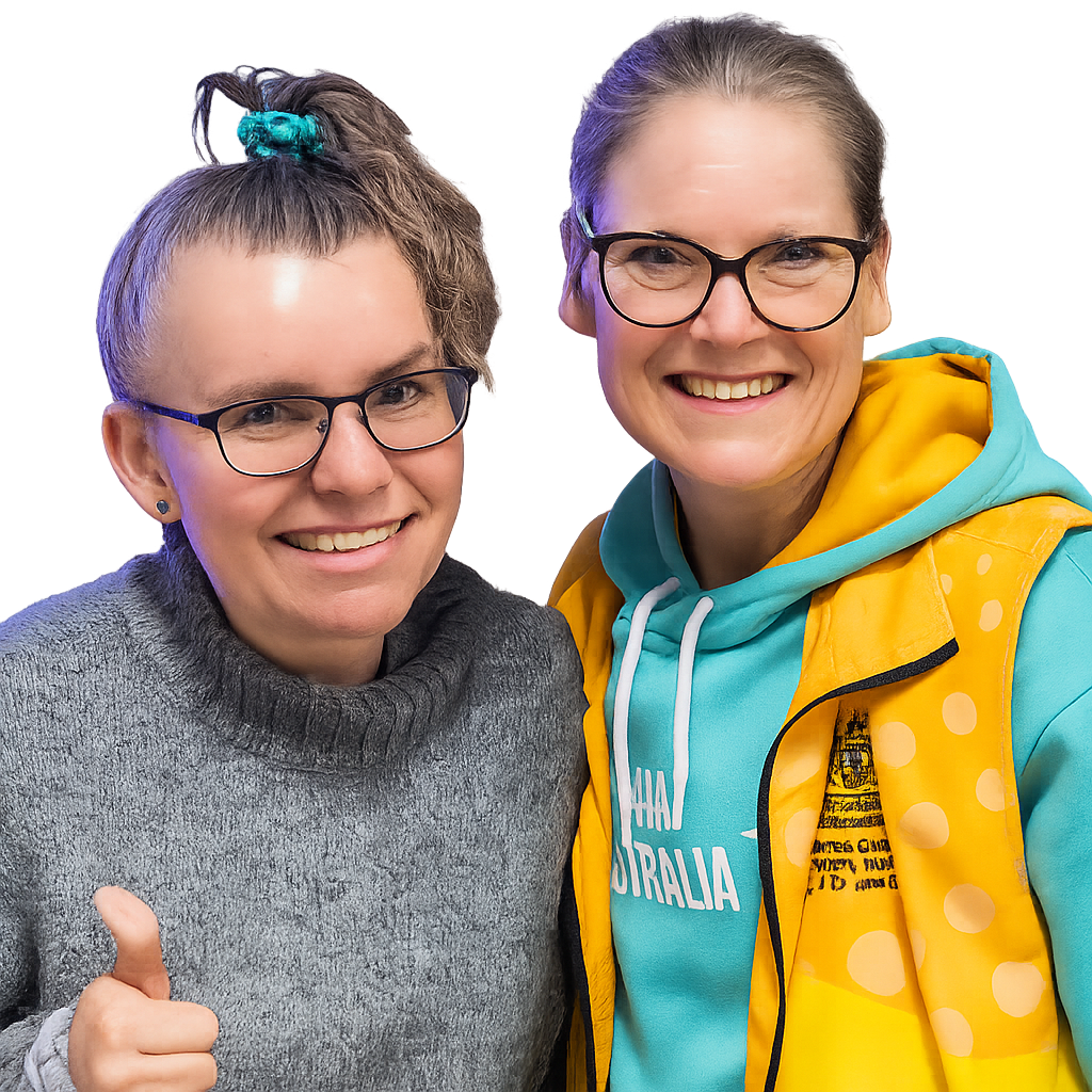 two people from HomePlace, smiling.